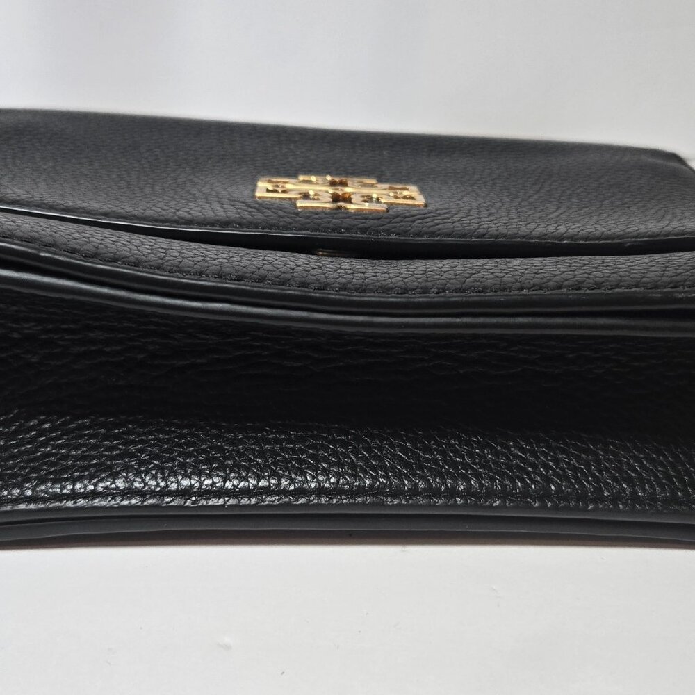 Tory Burch Britten Combo Crossbody Shoulder Bag Black Pebbled Leather Gold Chain - Picture 3 of 10